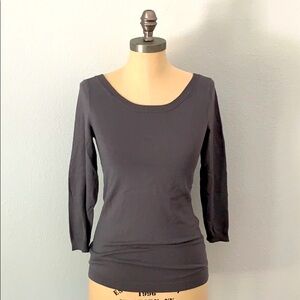 Banana Republic Gray Rayon Nylon 3/4 Sleeve Scoop Neck Sweater Size S